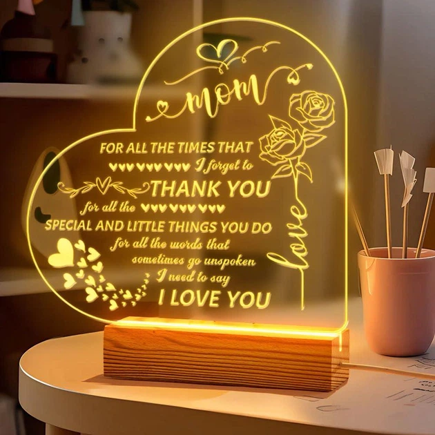 Светильник ночной LED в форме сердца с надписью для мамы - изображение 3