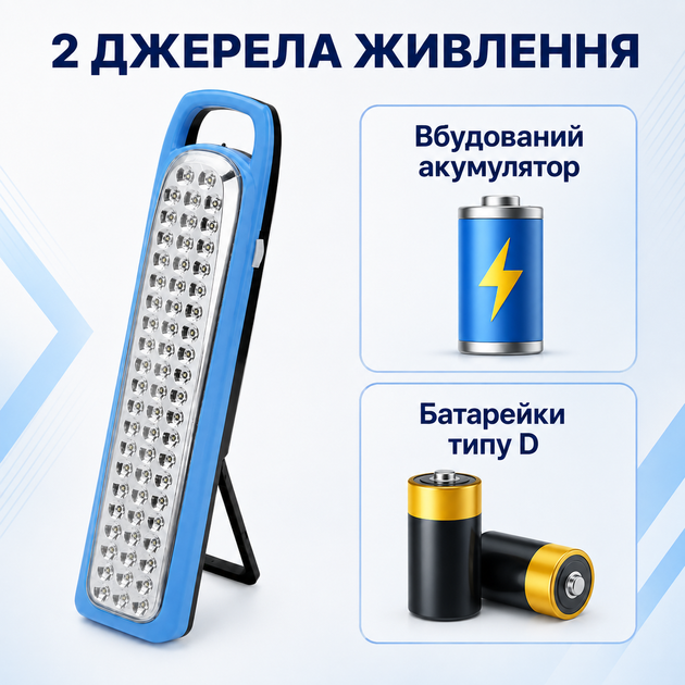Аварийный светильник Power Master, 62 LED 2400 мАч с питанием от аккумулятора и батареек D - изображение 9