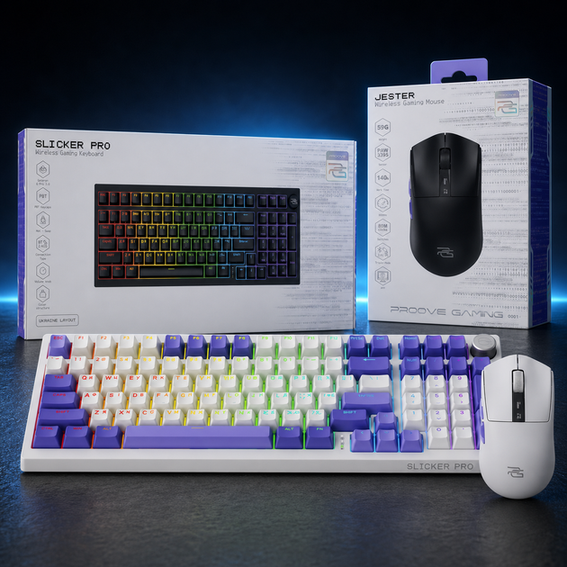 Игровой беспроводной комплект Proove Gaming Jester 8K + Slicker Pro, UA-раскладка - Фото 2 Игровой беспроводной комплект Proove Gaming Jester 8K + Slicker Pro, UA-раскладка - изображение 2