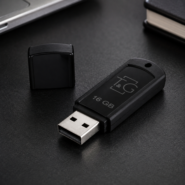 USB флешка T&G Classic 011 16GB металлический корпус черный для переноски данных и защиты информации Black - изображение 4