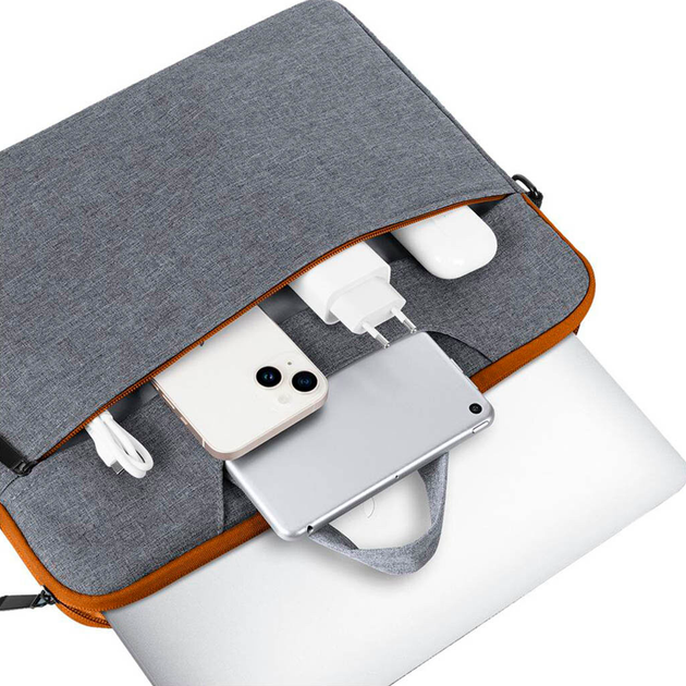 Сумка Dux Ducis LBJC Shoulder Bag для ноутбука 15.5-16 дюймов водоотталкивающая с защитой от повреждений Light Grey MC-10410 - изображение 9
