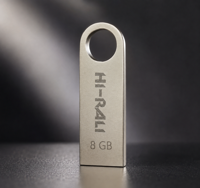 USB-флешка Hi-Rali Shuttle 8GB металевий корпус компактний для зберігання даних сталевий - зображення 2