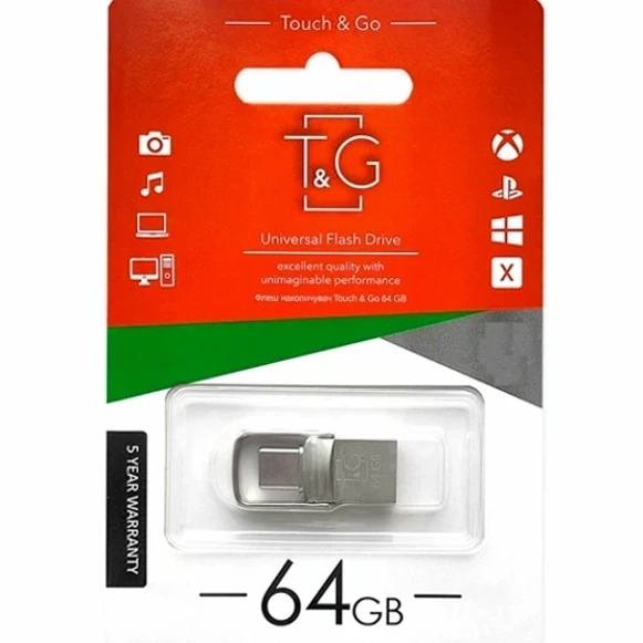 USB OTG флешка T&G 2 в 1 Type C 64GB металлическая стальная для смартфонов и ПК - Фото 2 USB OTG флешка T&G 2 в 1 Type C 64GB металлическая стальная для смартфонов и ПК - изображение 2