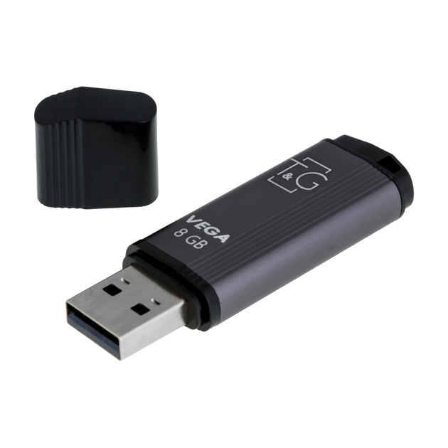 USB-флешка T&G Vega 121 8 Гб сталевий корпус пластик метал висока швидкість читання записування Silver - зображення 2