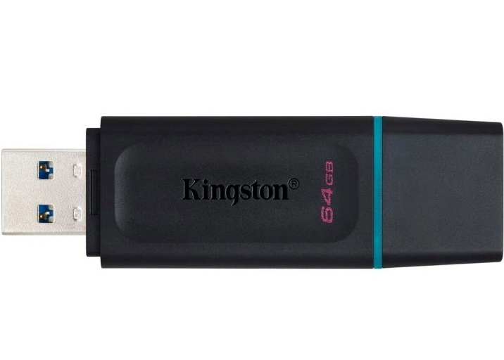 USB флешка Kingston DT Exodia 64GB USB 3.2 Gen 1 черный бирюзовый компактная с защитой разъема - изображение 4