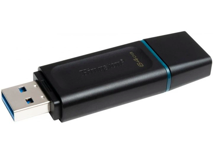 USB флешка Kingston DT Exodia 64GB USB 3.2 Gen 1 черный бирюзовый компактная с защитой разъема - изображение 5