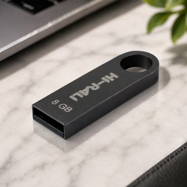 USB-флешка Hi-Rali Shuttle 8GB металевий корпус компактний для зберігання даних чорний - зображення 4
