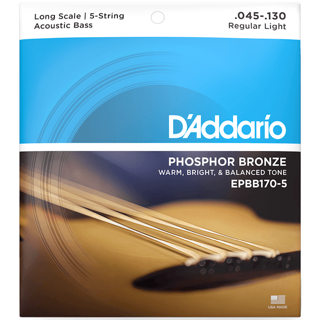 Струны для акустической бас-гитары D'Addario EPBB170-5 ACOUSTIC BASS PHOSPHOR BRONZE LIGHT 5-STRING (45-130) - Фото 1 Струны для акустической бас-гитары D'Addario EPBB170-5 ACOUSTIC BASS PHOSPHOR BRONZE LIGHT 5-STRING (45-130) - изображение 1