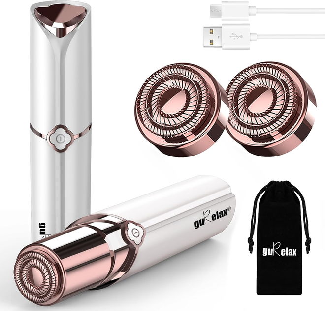 Женский триммер для лица Gurelax SF-1010, аккумуляторный USB, 2 сменные головки, LED-подсветка, бритва для лица - изображение 2