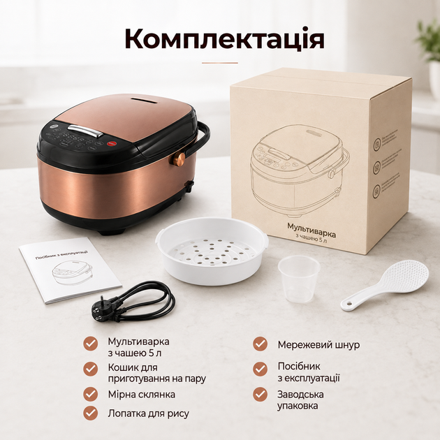 Мультиварка-рисоварка для дома и кухни XPRO RAF-0100 — многофункциональная скороварка объемом 5 л с 11 автоматическими программами - изображение 2