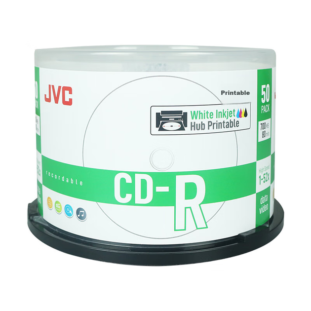Записываемые диски JVC CD-R с высокой скоростью, 52x, 700 МБ, с возможностью персонализации обложки, 50 штук в упаковке. - изображение 6