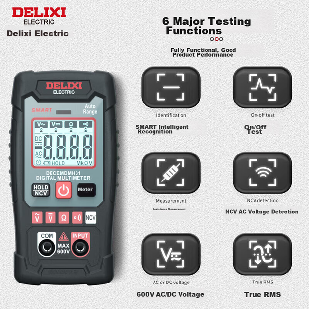 Цифровой мультиметр DELIXI ELECTRIC, миниатюрный интеллектуальный мультиметр для дома, защищенный от перегрева, мультиметр для измерения индукционного напряжения NCV H31. - изображение 6