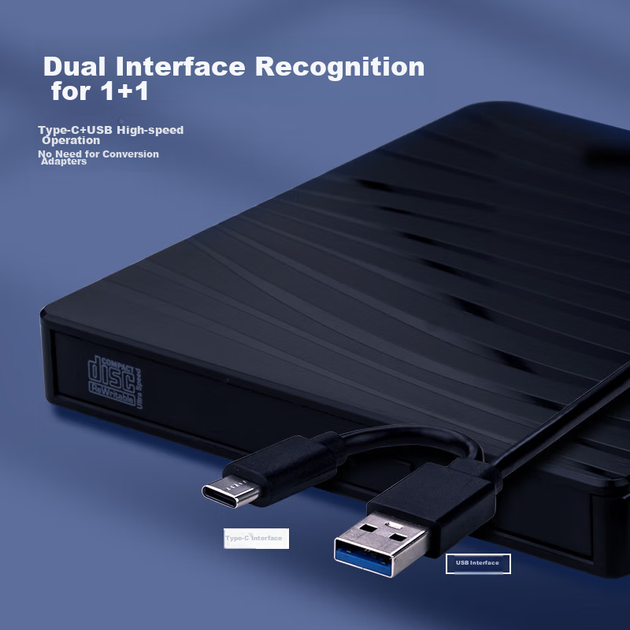 Зовнішній оптичний привід Newmine USB, портативний DVD-записувач, зовнішній CD/DVD-привід, сумісний з ноутбуками та настільними комп'ютерами - зображення 5