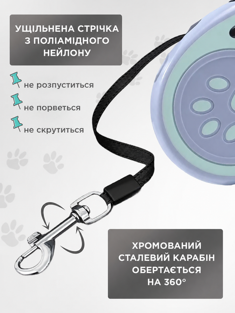 Поводок рулетка для собак 5м Axacam до 25 кг автоматический поводок для кошек щенков мелких средних пород шпица йорка корги прогулочный прочный Green - Фото 5 Поводок рулетка для собак 5м Axacam до 25 кг автоматический поводок для кошек щенков мелких средних пород шпица йорка корги прогулочный прочный Green - изображение 5