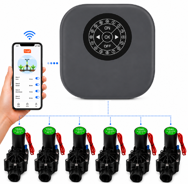 Smart система WiFi поливу 6 зон DN40 1DAL | Для саду, городу, теплиці Smart Watering Kit - Фото 1 Smart система WiFi поливу 6 зон DN40 1DAL | Для саду, городу, теплиці Smart Watering Kit - зображення 1