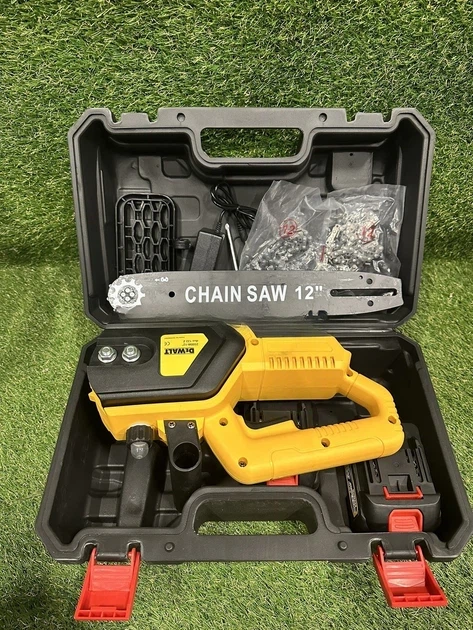 Пила аккумуляторная DeWalt DCM122N 48 В 6 А·ч цепная бесщеточная шина 30 см электропила 12 дюймов автоматическая смазка цепи 3 8 скорость 24 м с 10000 об мин для обрезки деревьев распиливания древесины с 2 АКБ кейсом - изображение 2