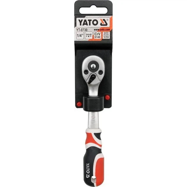 Тріщатка YATO : квадрат 1/4", , L= 155 мм, 72T, вигнута ручка - Фото 3 Тріщатка YATO : квадрат 1/4", , L= 155 мм, 72T, вигнута ручка - изображение 3