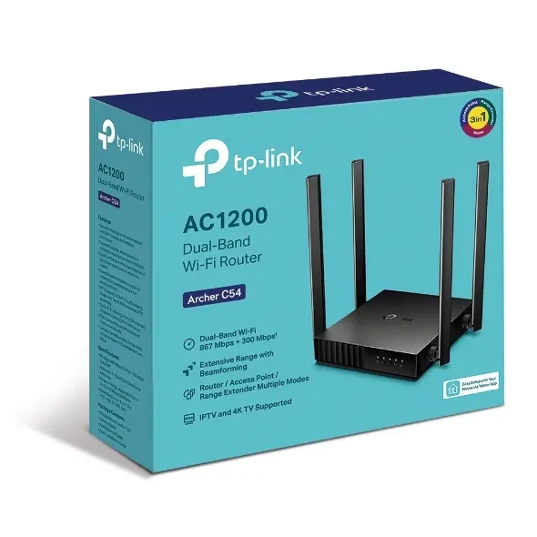 Маршрутизатор TP-Link AC1200 1×FE WAN 4×FE LAN Beamforming (ARCHER C54) - Фото 4 Маршрутизатор TP-Link AC1200 1×FE WAN 4×FE LAN Beamforming (ARCHER C54) - изображение 4