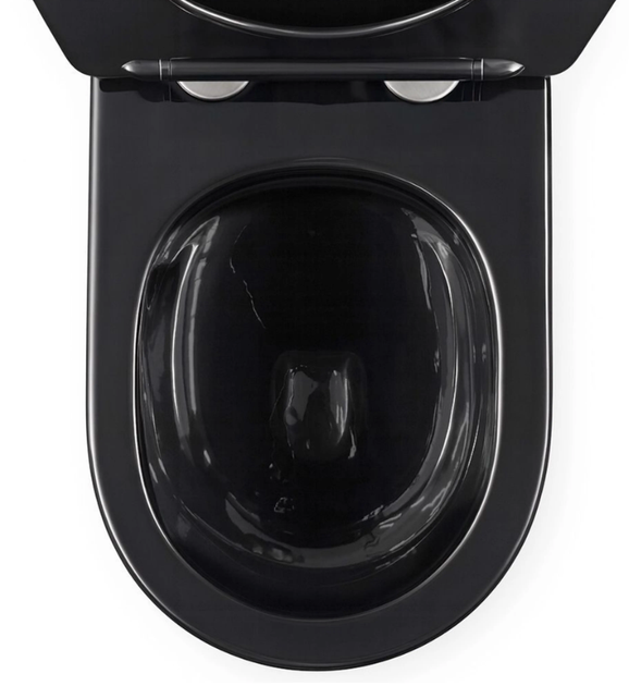 Подвесной унитаз Rea Carlo Mini Tornado Flat безободковый 49x36 см black с кромкой gold REA-C4695 - изображение 5
