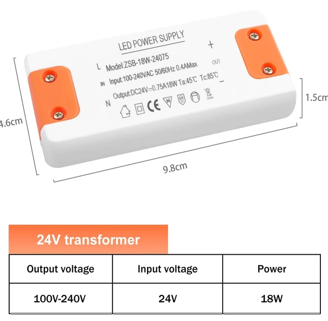 Блок питания 24V 18W 0.75A для LED освещения (трансформатор 220В → 24В) - изображение 2