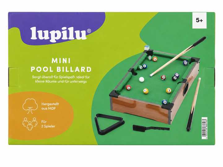 Детский настольный мини-бильярд Lupilu Mini Pool Billard, 51 × 31 см, для 2 игроков, 5+ - Фото 2 Детский настольный мини-бильярд Lupilu Mini Pool Billard, 51 × 31 см, для 2 игроков, 5+ - изображение 2