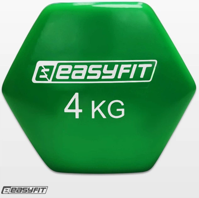 Гантель для фитнеса EasyFit 4 кг 1 шт. с виниловым покрытием цельная литая неразборная Зеленая (EF-0040GR) (56003014) - Фото 4 Гантель для фитнеса EasyFit 4 кг 1 шт. с виниловым покрытием цельная литая неразборная Зеленая (EF-0040GR) (56003014) - изображение 4