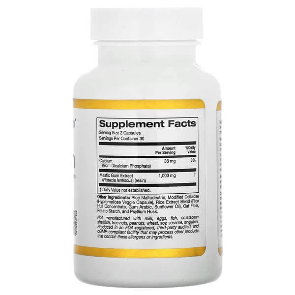 Мастиковая смола 500 мг California Gold Nutrition Mastic Gum 60 растительных капсул - изображение 2
