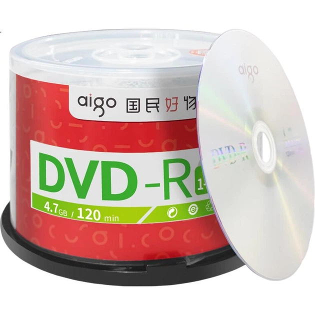 Чистые DVD-R диски/записываемые диски Aigo, скорость 16x, 4,7 ГБ, 50 штук в упаковке. - изображение 3