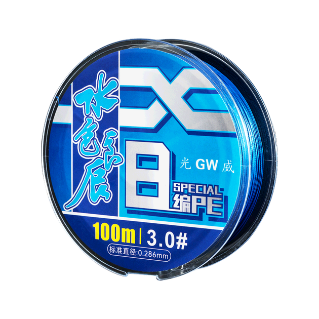 Леска GW Fishing Line, размер 2.0, 8-жильная, цвет «водная вода», Liangchen PE Line, длина 100 метров, высокая прочность на разрыв, износостойкая плетеная леска, снасти для ловли на искусственные приманки. - изображение 4