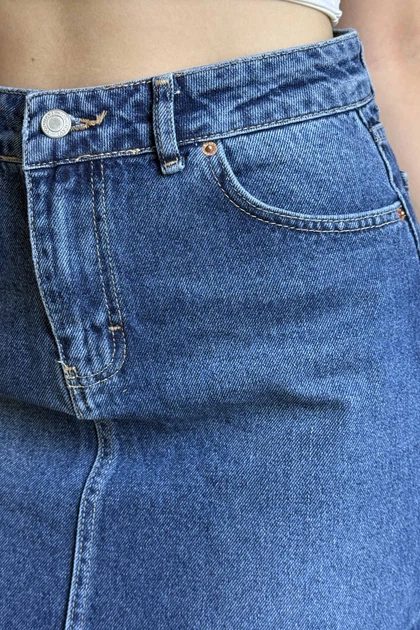 Юбка женская джинсовая однотонная синего цвета Fashion размер 42 (218391) - изображение 4
