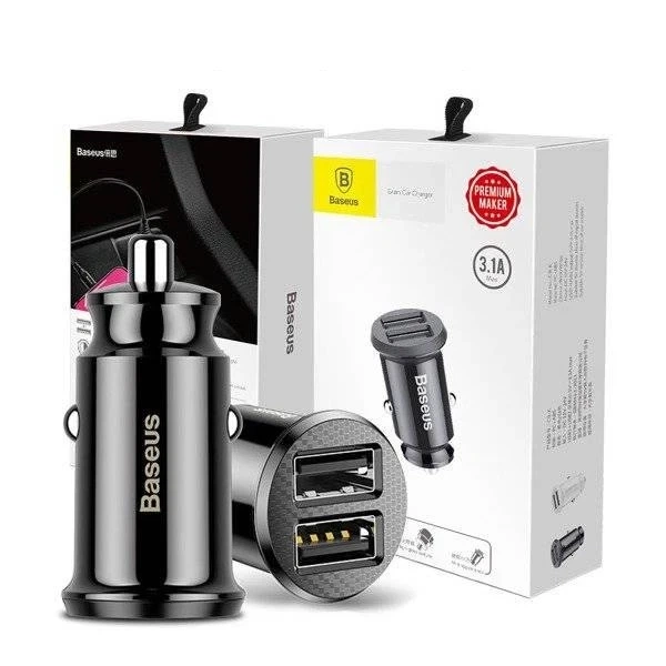 Автомобільний зарядний пристрій Baseus Grain CCALL-ML01, 2 USB-A, 3.1 A, чорний - Фото 3 Автомобільний зарядний пристрій Baseus Grain CCALL-ML01, 2 USB-A, 3.1 A, чорний - изображение 3