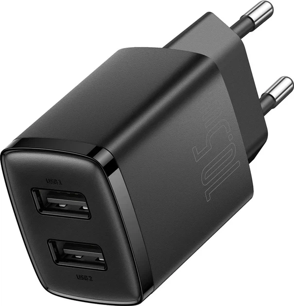 Зарядний пристрій Baseus Compact Charger 2U CCXJ010201 10.5W чорний - Фото 4 Зарядний пристрій Baseus Compact Charger 2U CCXJ010201 10.5W чорний - зображення 4