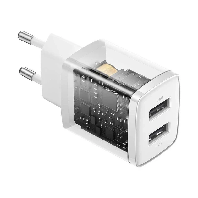 Мережевий зарядний пристрій Baseus Compact Charger 2U CCXJ010202, 10,5 Вт, білий - Фото 3 Мережевий зарядний пристрій Baseus Compact Charger 2U CCXJ010202, 10,5 Вт, білий - изображение 3