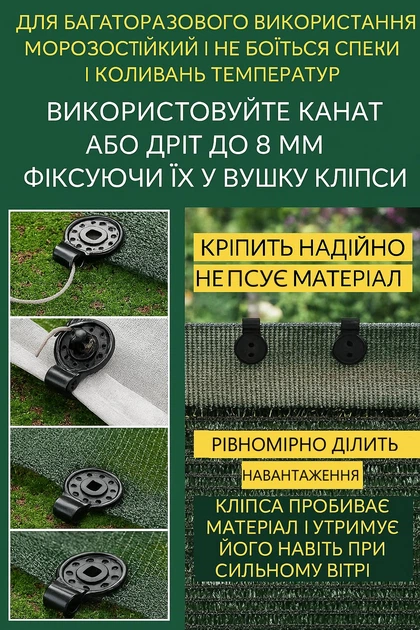 Кріплення для сітки кліпса люверс набір 100 шт - Фото 2 Кріплення для сітки кліпса люверс набір 100 шт - зображення 2