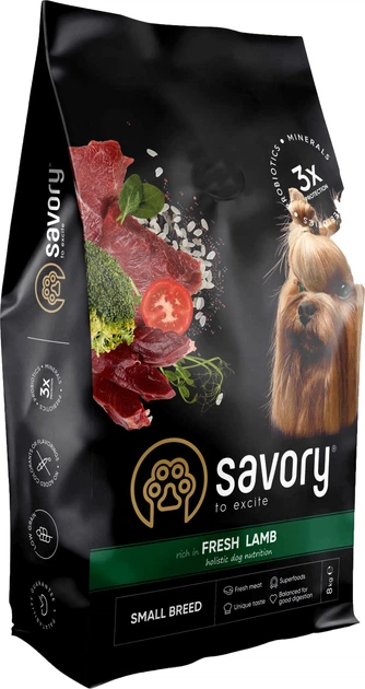 Сухой корм для собак малых пород Savory со свежим мясом ягненка 8 кг - изображение 2