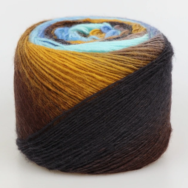 Пряжа YarnArt Lana Fresco, Лимонно-голубой градиент №8102 - 100 г / 380 м, секционная шерстяная пряжа для шалей, бактусов, свитеров и аксессуаров - изображение 3