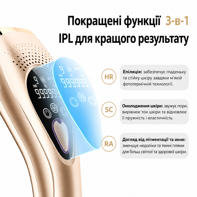 Фотоэпилятор IPL 3 в 1 со льдом охлаждением и 9 уровнями интенсивности для всего тела - изображение 5