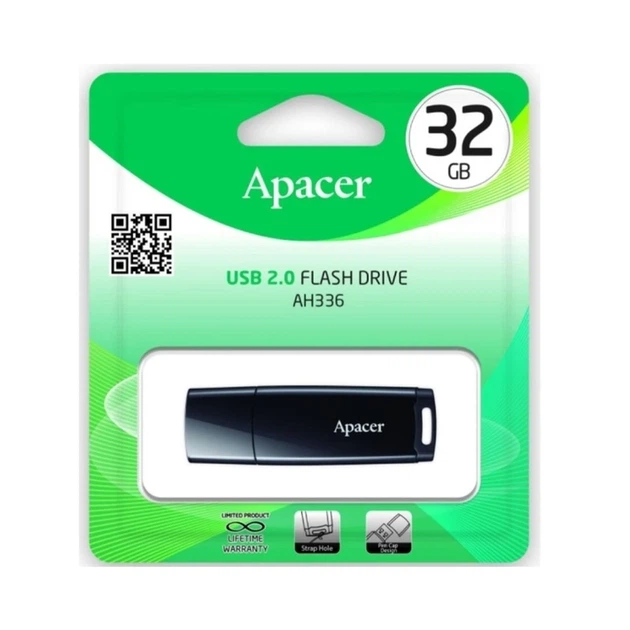 Флеш-накопичувач Apacer USB 2.0 AH336 32Gb Black - Фото 2 Флеш-накопичувач Apacer USB 2.0 AH336 32Gb Black - изображение 2