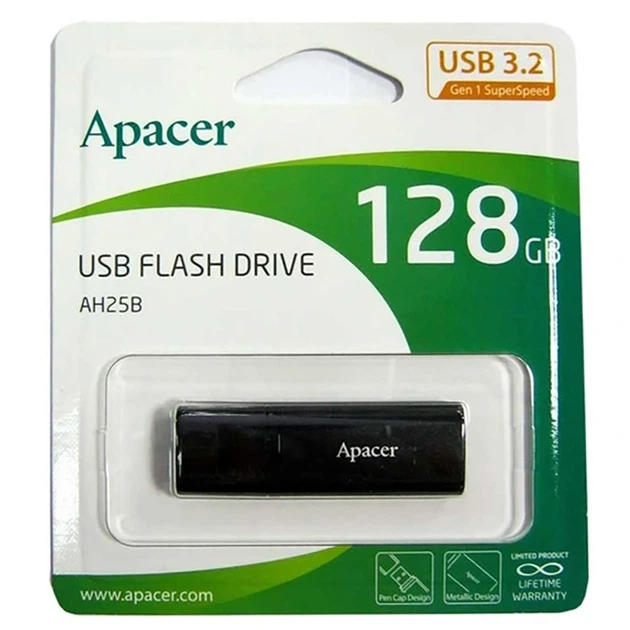Флеш-накопичувач Apacer USB 3.2 Gen 1 AH25B 128Gb Black - зображення 2