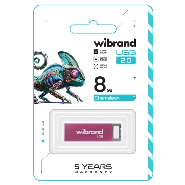 Флеш-накопичувач Wibrand USB 2.0 Chameleon 8Gb Pink - изображение 2
