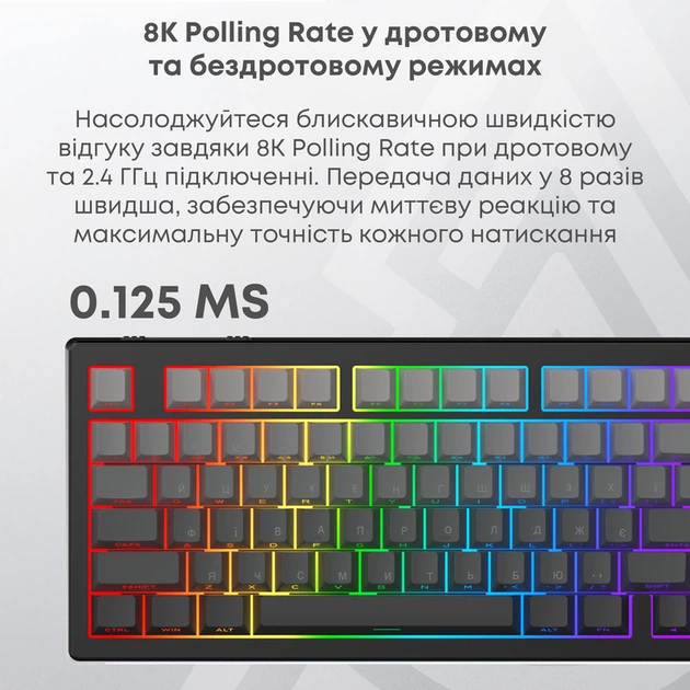 Бездротова механічна клавіатура Ajazz AK820 V2 White Peach Switch (AK820-V2-WP-S-W) - Фото 8 Бездротова механічна клавіатура Ajazz AK820 V2 White Peach Switch (AK820-V2-WP-S-W) - зображення 8