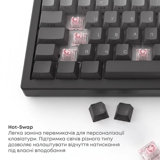 Бездротова механічна клавіатура Ajazz AK820 V2 White Peach Switch (AK820-V2-WP-S-W) - Фото 14 Бездротова механічна клавіатура Ajazz AK820 V2 White Peach Switch (AK820-V2-WP-S-W) - зображення 14