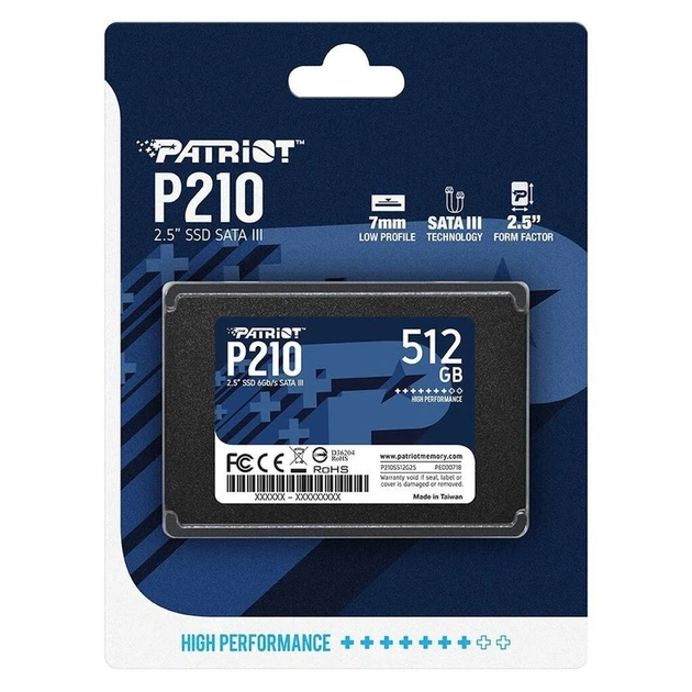 Накопичувач SSD Patriot P210 512GB 2.5" 7mm SATAIII 3D QLC - изображение 2