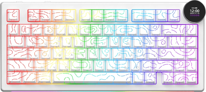 Бездротова механічна клавіатура Ajazz AK820 V2 White Peach Switch (AK820-V2-WP-S-W) - Фото 1 Бездротова механічна клавіатура Ajazz AK820 V2 White Peach Switch (AK820-V2-WP-S-W) - зображення 1