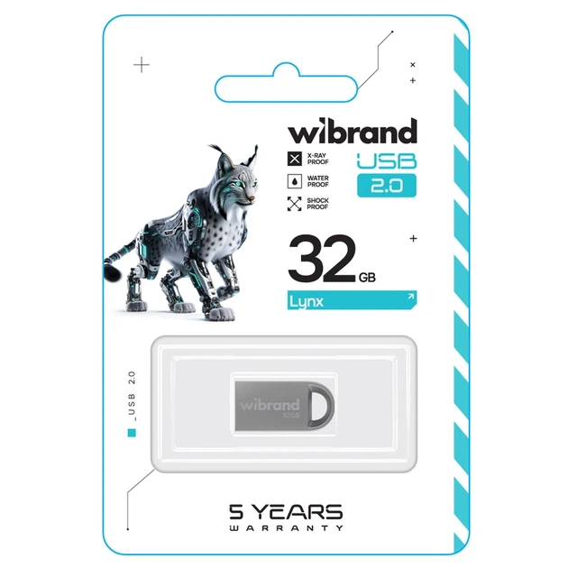 Флеш-накопичувач Wibrand USB 2.0 Lynx 32Gb Silver - зображення 2