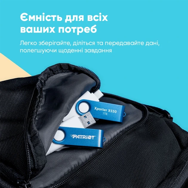 Флеш-накопичувач Patriot USB 3.2 Gen 1 Xporter X550 128GB Type-A+C - изображение 6