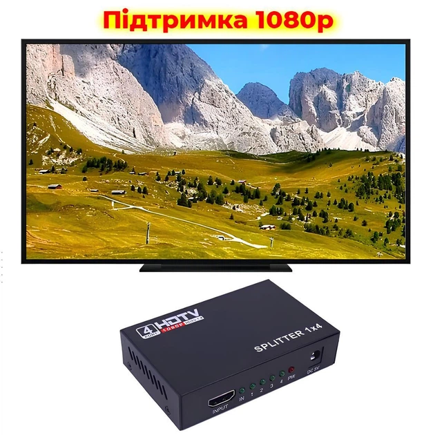 Сплитер видеосигнала 1x4 HDMI 4K дублирование сигнала на 4 выхода разветвитель сплиттер - Фото 3 Сплитер видеосигнала 1x4 HDMI 4K дублирование сигнала на 4 выхода разветвитель сплиттер - изображение 3