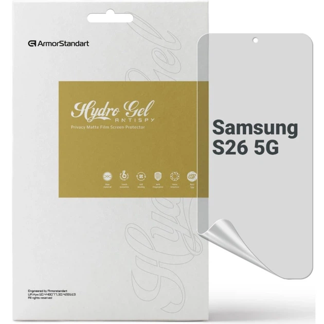 Пленка защитная Armorstandart hydrogel Anti-spy Samsung S26 5G (ARM88729) - Фото 1 Пленка защитная Armorstandart hydrogel Anti-spy Samsung S26 5G (ARM88729) - изображение 1