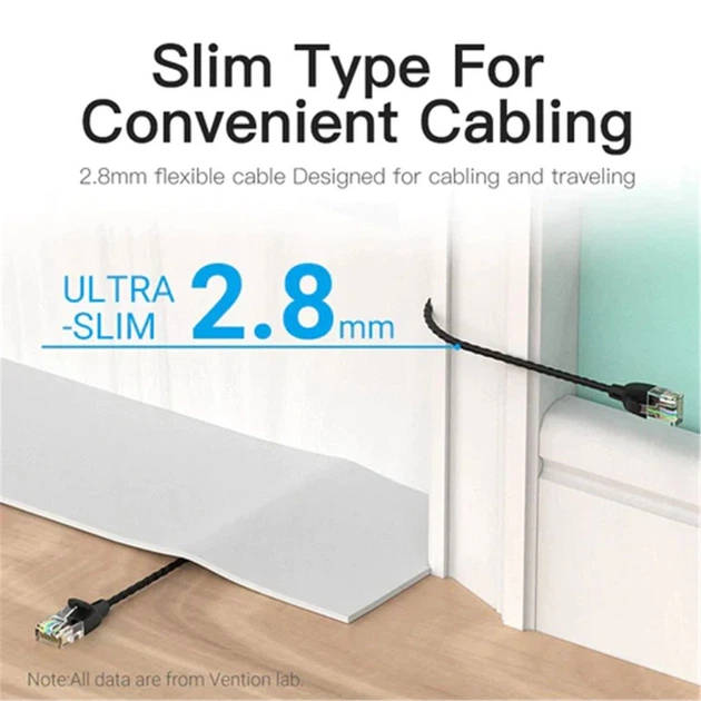 Патч-корд 1m UTP cat 6A RJ-45 slim black Vention (IBIBF) - изображение 4