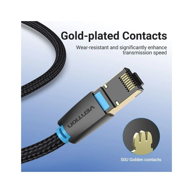 Патч-корд 0.5m S/FTP cat 8 RJ-45 COPPER black Vention (IKGBD) - изображение 7